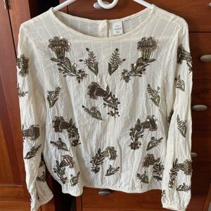 Anthropologie Seen Worn Kept Embroidered Beaded Top – Small